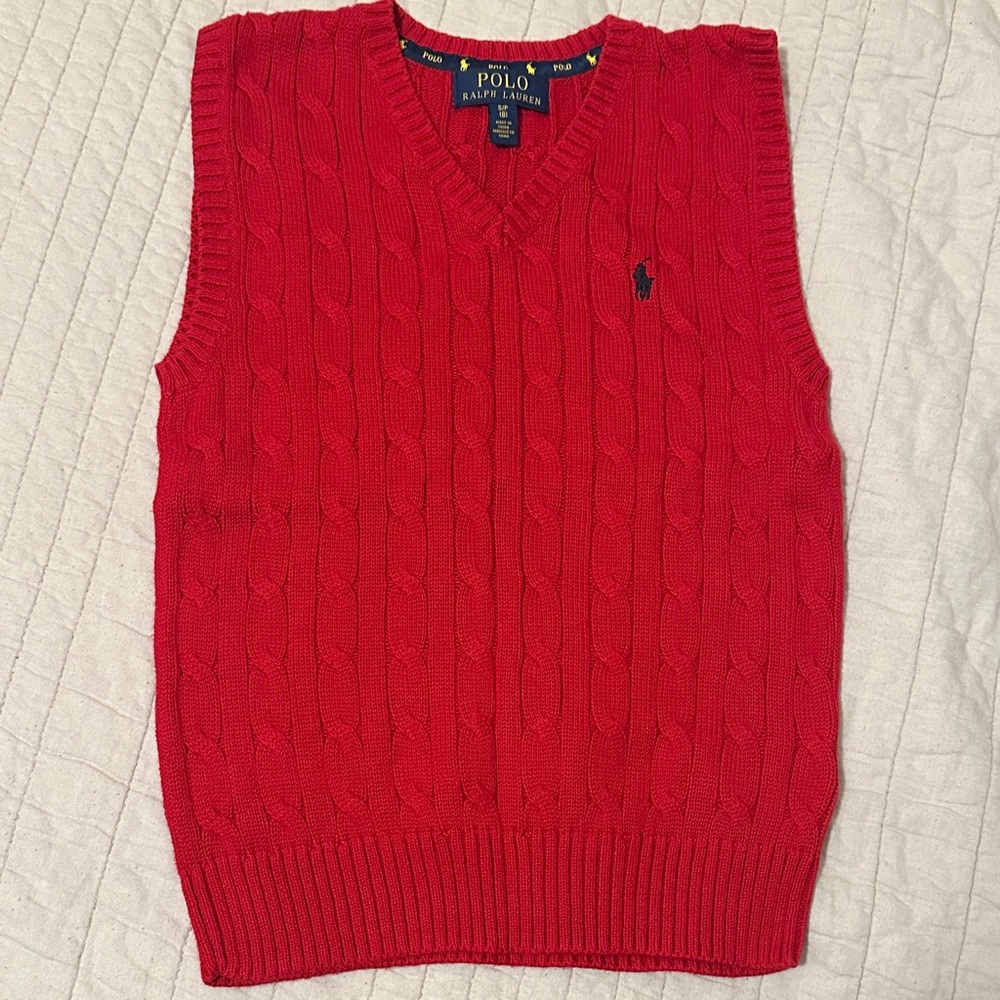 Polo by Ralph Lauren Men's V-Neck Red Sweater Vest